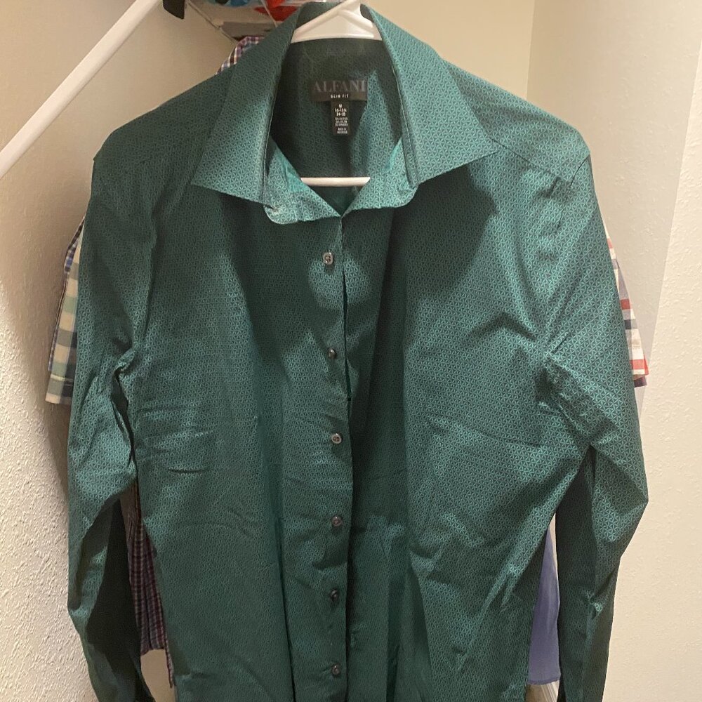Alfani Green/Black Dress Shirt | Long Sleeve | 15/15.5 and 34/35